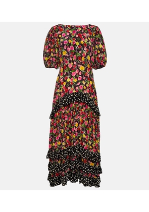 Rixo Shireen floral silk midi dress