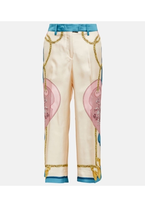 Etro Printed high-rise cropped silk pants