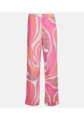 Pucci Printed high-rise wide-leg cotton pants