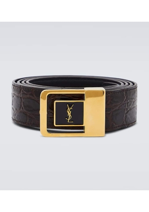 Saint Laurent La 66 croc-effect leather belt