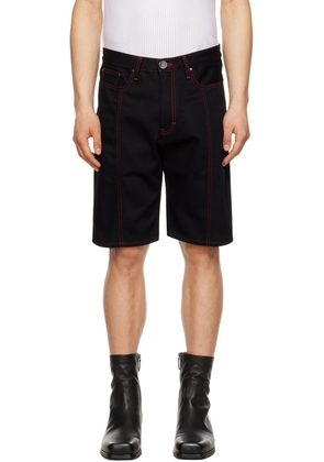 Steven Passaro Black Contrast Stitched Denim Shorts
