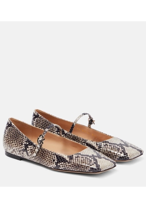 Gianvito Rossi Christina snake-effect leather ballet flats