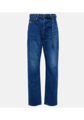 Sacai Belted high-rise straight jeans