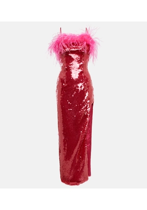Giuseppe di Morabito Sequined feather-trimmed gown