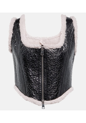 Jean Paul Gaultier Laminated leather and shearling corset