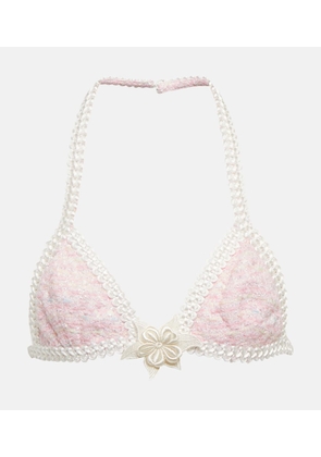 Alessandra Rich Embroidered cotton-blend Lurex® bra