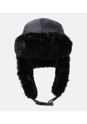 Balmain Monogram faux fur-trimmed hat