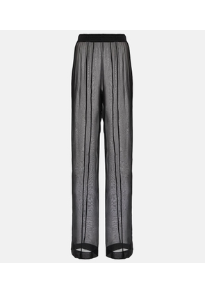 Saint Laurent High-rise straight silk chiffon pants
