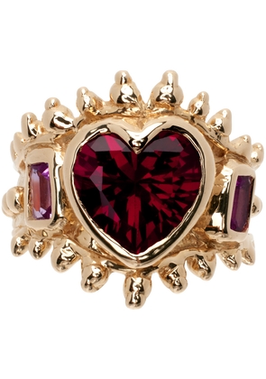 Millie Savage Gold Ruby Heart Ring