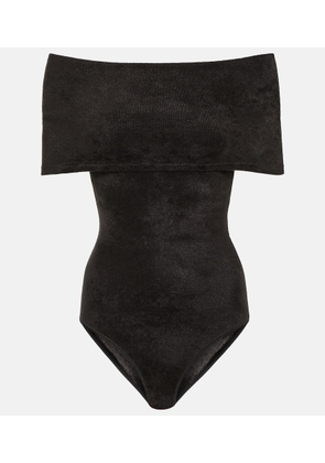 Alaïa Off-shoulder velvet bodysuit