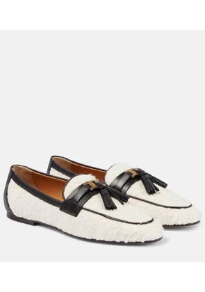 Tod's Tasseled bouclé and leather loafers