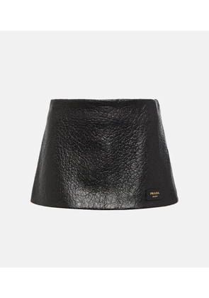 Prada Low-rise leather miniskirt