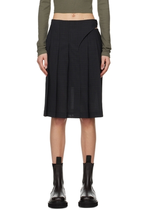J KOO Black Pleated Midi Skirt