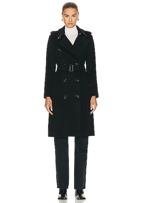 BURBERRY Double-breasted belted faux fur-trimmed cotton-blend shell trench  coat