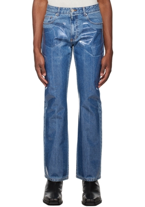 System SSENSE Exclusive Blue Coated Jeans