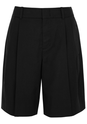 Vince Pleated Washed Twill Shorts - Black - 10