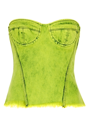 Marques' Almeida Overdyed Strapless Denim Corset top - Lime - 8