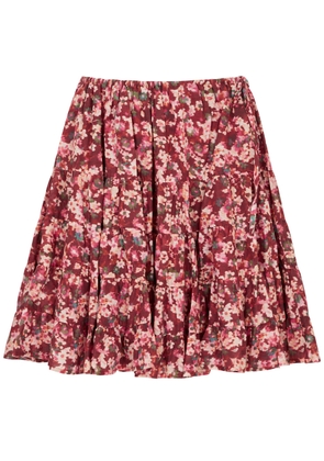 Merlette Hill Floral-print Cotton Mini Skirt - Brown - L
