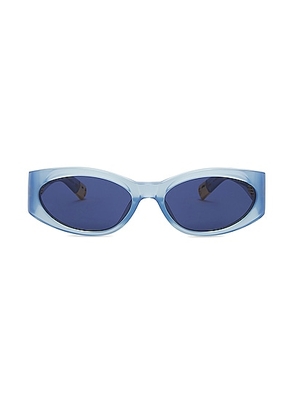 JACQUEMUS Les Lunettes Ovalo in Blue Pearl  Yellow Gold  & Navy - Blue. Size all.