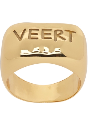 VEERT Gold 'The Handwritten Logo' Signet Ring