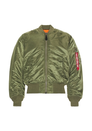 ALPHA INDUSTRIES MA-1 Blood Chit Bomber Jacket in Green. Size M, XL/1X, XS.