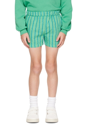 Bonmot Organic Kids Green Striped Shorts