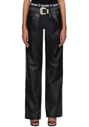 Moschino Jeans Black Buckle Leather Chaps