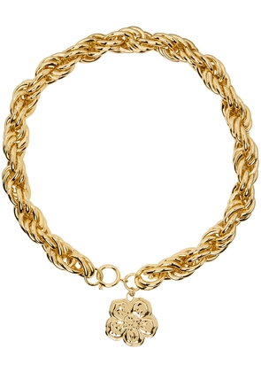 Kenzo Gold Rope Chain Flower Necklace