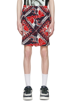 Valentino Red & Navy Silk Shorts