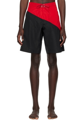 Ferragamo Black & Red Two-Tone Shorts