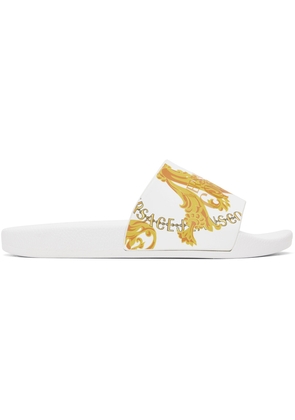 Versace Jeans Couture White Shelly Chain Couture Slides