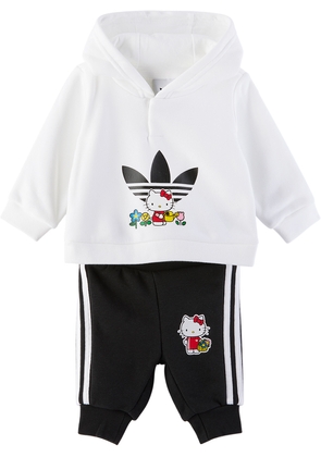 adidas Kids Baby White & Black Hoodie & Sweatpants Set