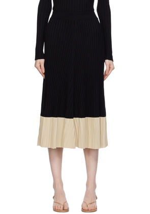 BEVZA Black Colorblocked Midi Skirt