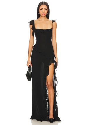 GUIZIO Avila Ruffle Gown in Black. Size S, M.