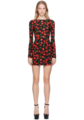 Dolce & Gabbana Black & Red Cherry Print Minidress