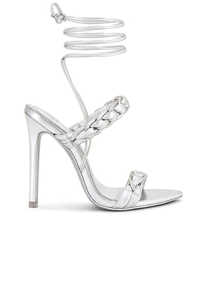 JLO Jennifer Lopez x REVOLVE Whitman Sandal in Metallic Silver. Size 10, 9.