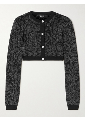 Versace - Cropped Metallic Knitted Cardigan - Black - IT36,IT38,IT40,IT42,IT44,IT46