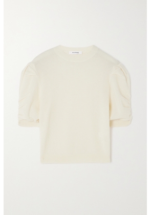FRAME - Ruched Recycled Cashmere And Wool-blend Sweater - Cream - xx small,x small,small,medium,large,x large