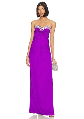 PatBO Hand-beaded Strapless Gown in Purple. Size 2, 4, 6.