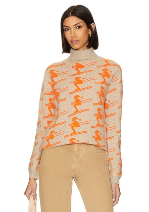 JUMPER 1234 All Over Ski Roll Collar Sweater in Light Grey,Orange. Size 1, 3, 4.