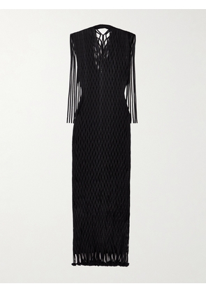 Proenza Schouler - Tauba Fringed Macramé Maxi Dress - Black - x small,small,medium,large,x large