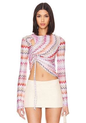 Missoni Long Sleeve Top in Pink. Size 40/4, 42/6, 44/8.