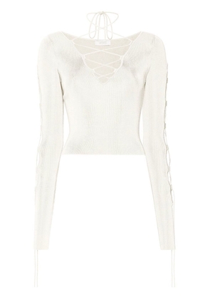 LAPOINTE shiny lace-up top - White