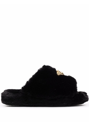 Versace Icon faux-fur slippers - Black