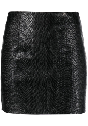 NISSA crocodile-effect high-waisted miniskirt - Black