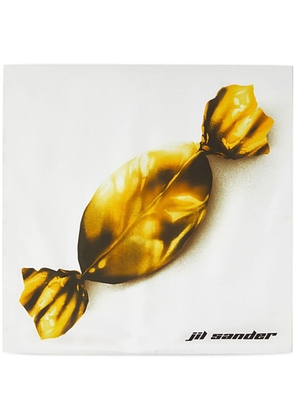 Jil Sander logo-print silk scarf - Yellow