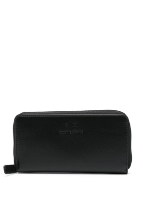 Armani Exchange debossed-logo zipped wallet - Black
