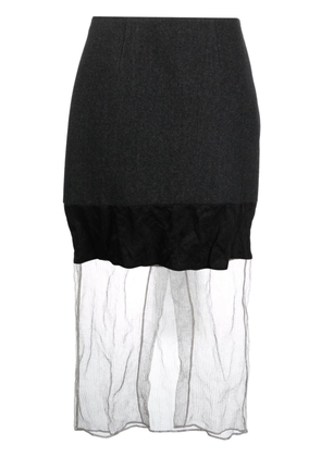 Prada Pre-Owned wool-mesh panelling midi skirt - Grey