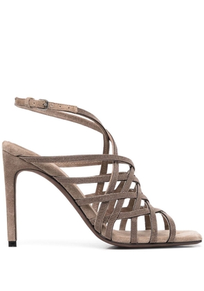 Brunello Cucinelli rhinestone high-heeled sandals - Brown