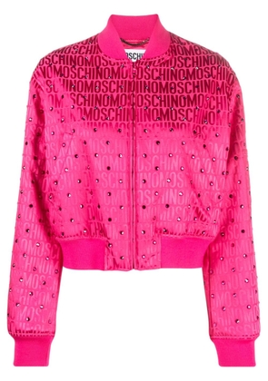 Moschino logo-jacquard cropped bomber jacket - Pink